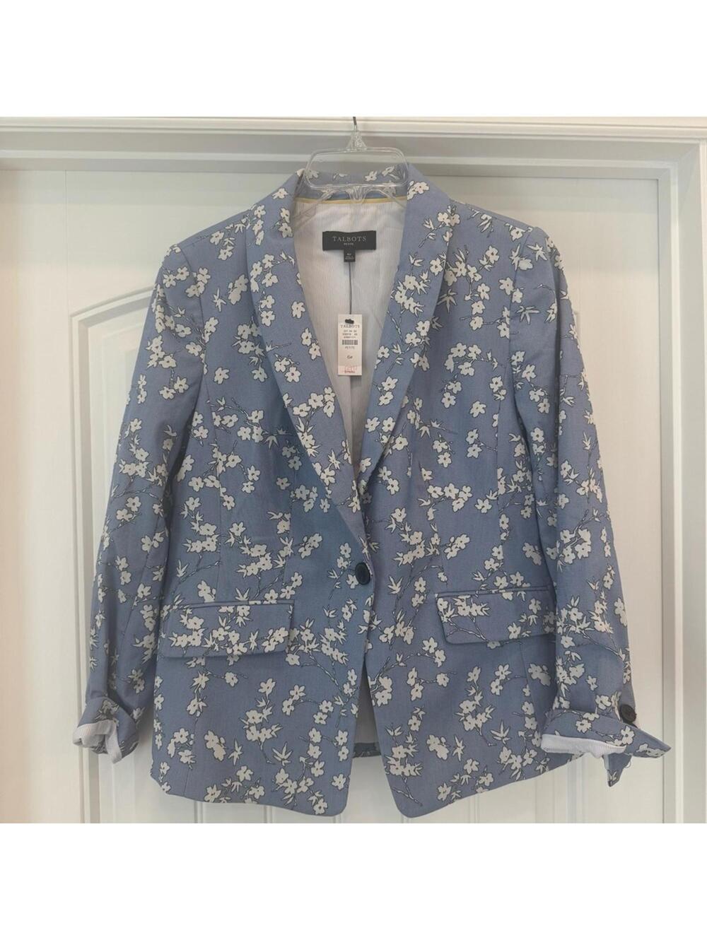 New 6P Talbots Floral Jacquard Blazer